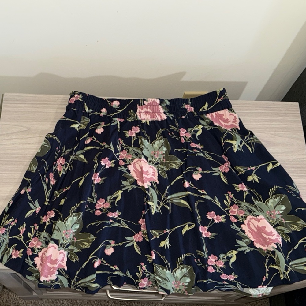 NWT; Floral Print/Navy Skirt